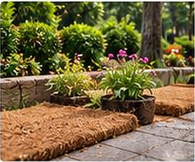 Landscaped garden with coir mats