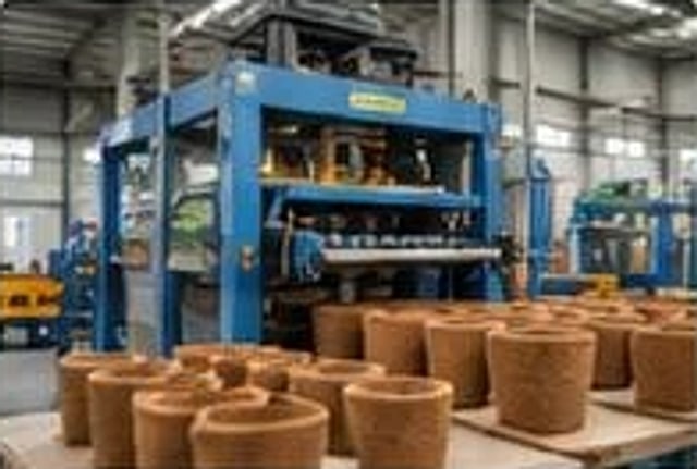 Blue molding machine producing coir pots