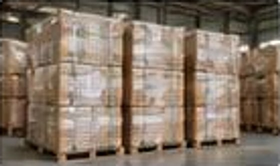 Palletized goods in the warehouse