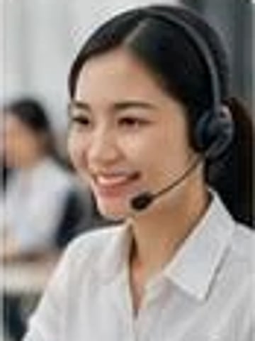 Customer support agent wearing a headset